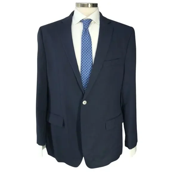 Michael Kors Mens Size 42L Blazer Jacket Sport Coat Navy Blue Metal Buttons